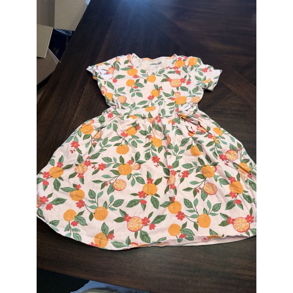 Lands End girls Orange Blossom Dress Medium 8